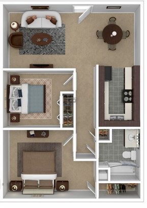 a floor plan of a two bedroom apartment at The 10 West